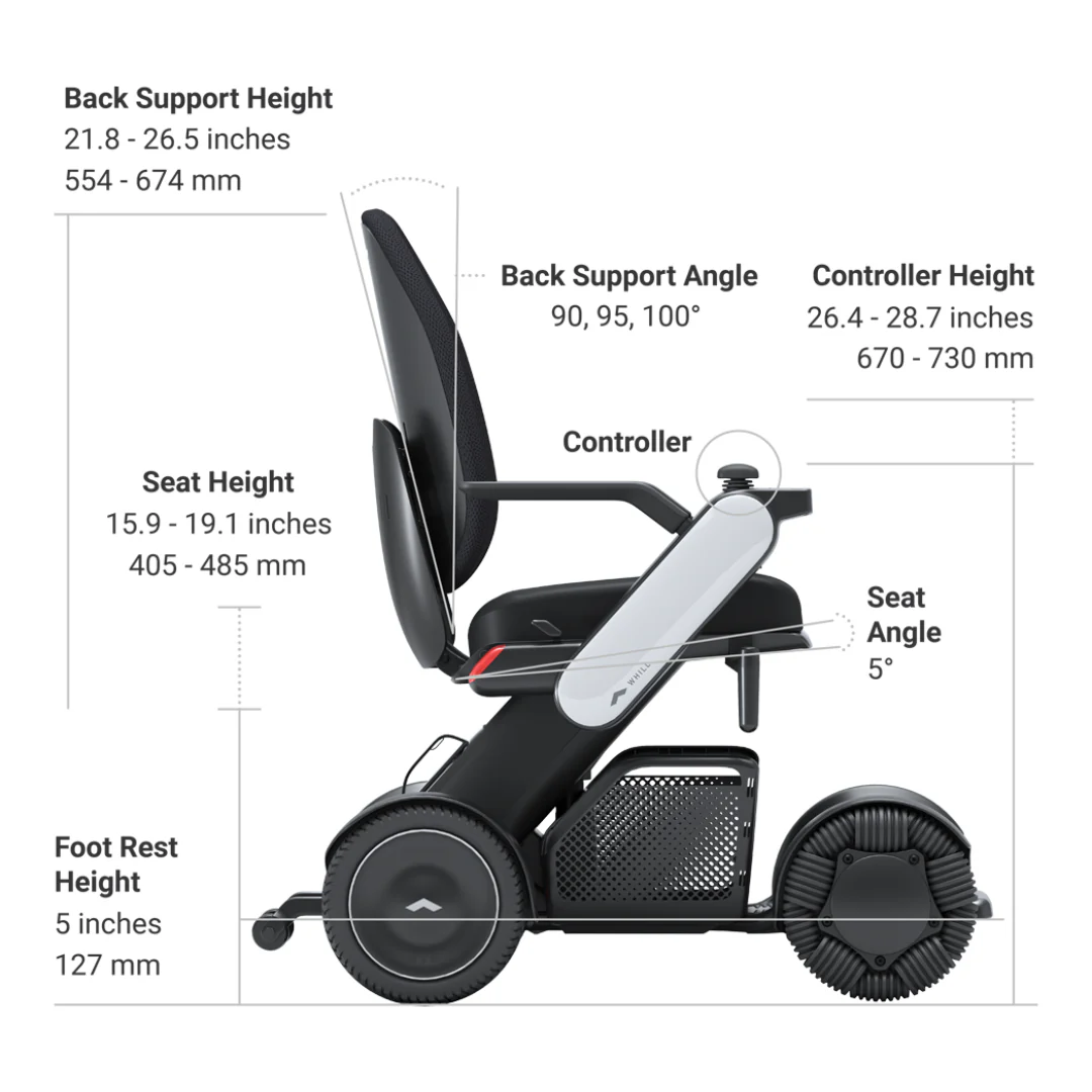 Whill Model C2 High Back Smart Power Chair with RC App Control - Image 4